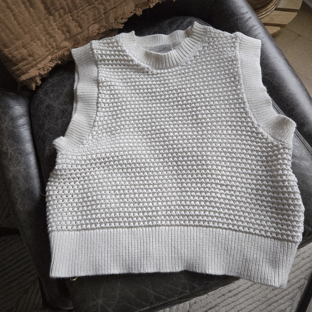 Varley Randal Crop Knit Tank Top Sweater S EUC Coastal Spring Crochet Parisian - Picture 3 of 16